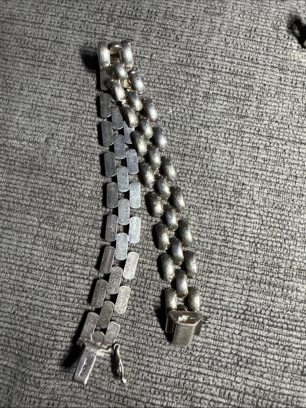Vintage Vintage Italian 925 Sterling Silver Panther Brick Link Bracelet 7”